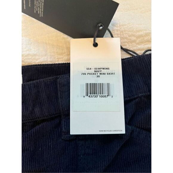 New  Re/Done 70s cotton corduroy miniskirt Navy Blue - Picture 7 of 10